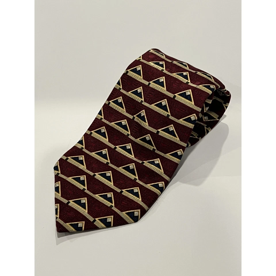 Corbata Bill Blass Etiqueta Negra Para Hombre Geométrica Borgoña Negocios Formal 60" Foto 2 de 4