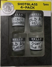 🆕 Over The Hill 4 Pack of Novelty Shot Glasses Spencer's Happy Birthday 🎂