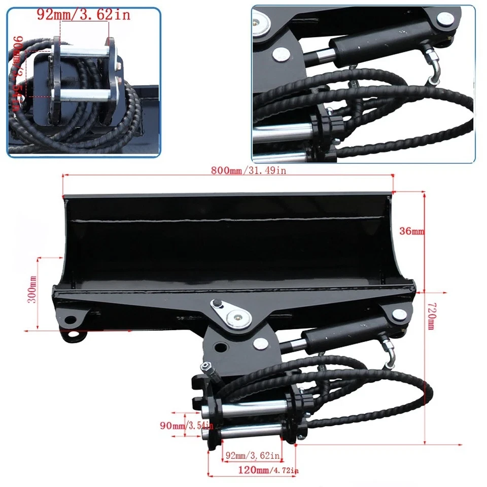 Cubo basculante de 800 mm para accesorios de mini excavadora de 0,8-1,5 toneladas ENVÍO GRATUITO Foto 2 de 4