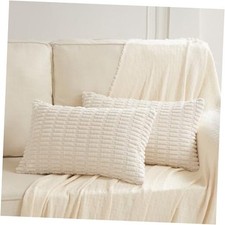Pack of 2 Boho Lumbar Decorative Throw Pillow 20" x 12" Pack of 2 Cream
