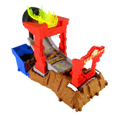 Hot Wheels Monster Truck Fire Crash Jump Track Arena Smashers Station Only HNB90