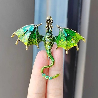 Fashion Enamel Dragon Brooch   Rhinestone Flying Dragon Pin for Men & Women Suit
