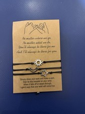 Friendship Bracelets Set of 3 Moon Sun Star Designs Adjustable for Best Friend