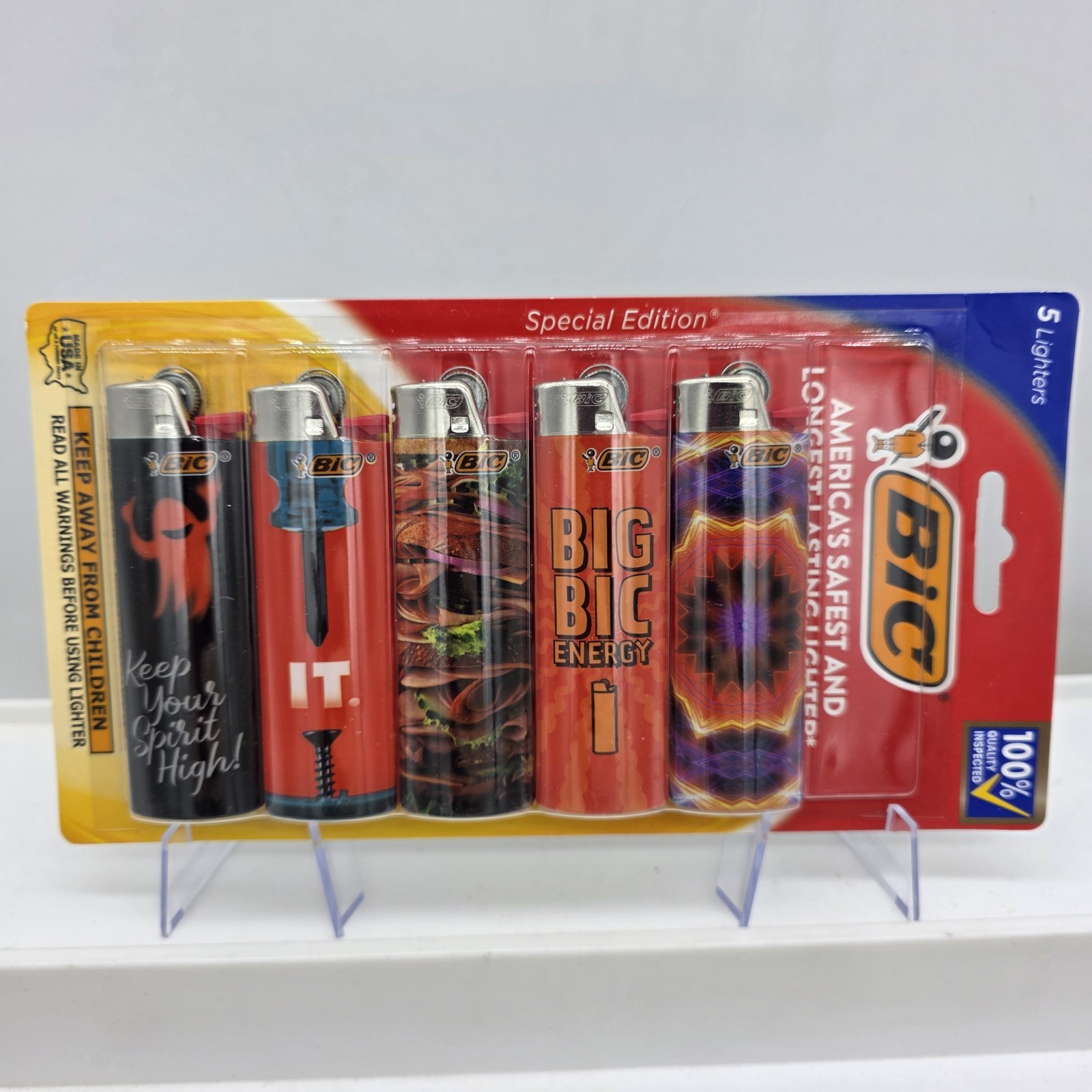 5 Pack Bic Special Edition Lighters, Gift, Screw It, Big Bic