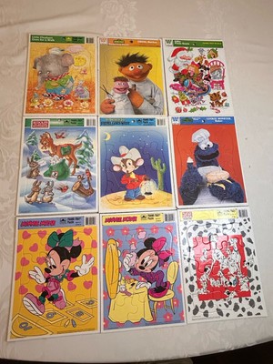 Vintage Golden Frame & Whitman -Tray Puzzles Lot of 9 Disney, Sesame Street Etc