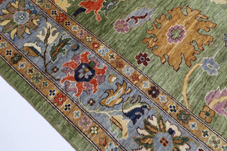 Alfombra Oushak Floral Vintage Verde Oliva 3x5 4x6 5x7 6x9 8x11 9x12 10x14 12x15 Foto 3 de 4