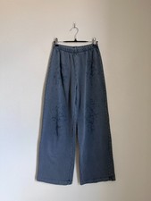 Zara Wide Leg Sweatpant with Distressed Detail in Gray Size SMALL