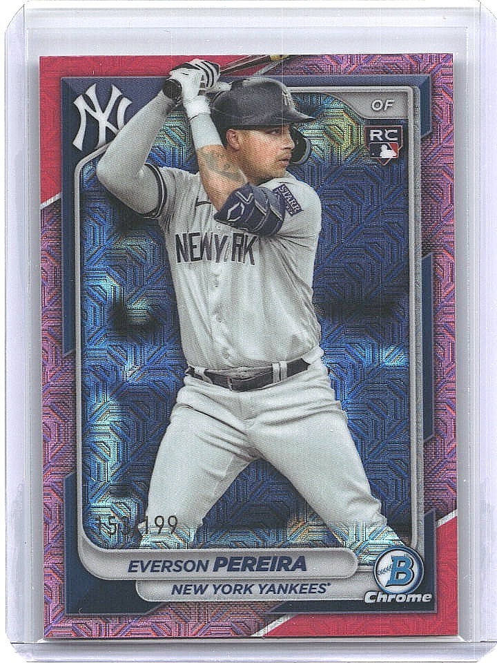 2024 Bowman Chrome Everson Pereira Rookie RC #93 Pink Mojo Refractor /199 Yankee