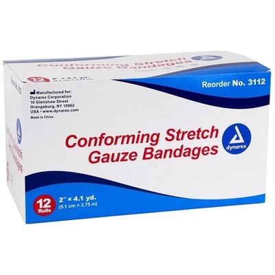 Dynarex 2''x4.1 yds Conforming Stretch Gauze bandages 3112,  1 Box of 12