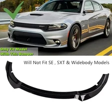 For Dodge Charger SRT R/T Scat 15-23 Front Bumper Lip Spoiler Splitter Gloss BLK