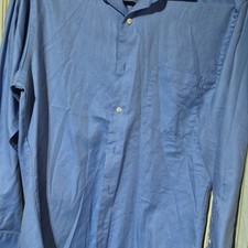 Van Heusen Fitted Cotton Solid Blue Dress Shirt Point Collar 15.5 32/33