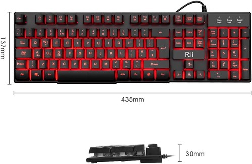 Rii Gaming Keyboard, RK100 Light Up Keyboard Mechanical Feeling Keyboard with 3 - Picture 7 of 11