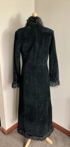 East Boho Real Suede Faux Fur Maxi Long Penny Lane Style Afghan Coat Size 8 10 - Picture 9 of 17