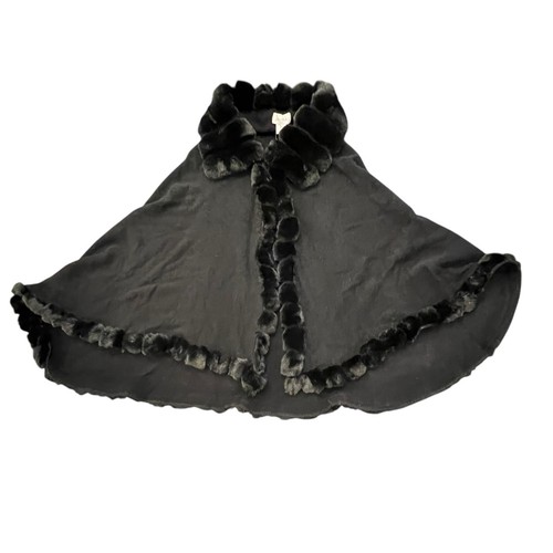 NEW Le Moda Faux Fur Trim Cape Shawl Wrap Poncho Elegant Black SM MED LG Soft! - Picture 2 of 16