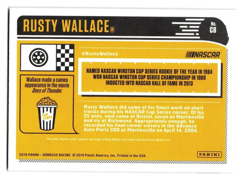 2019 Donruss Racing Classics #C8 Rusty Wallace - Image 2 of 2