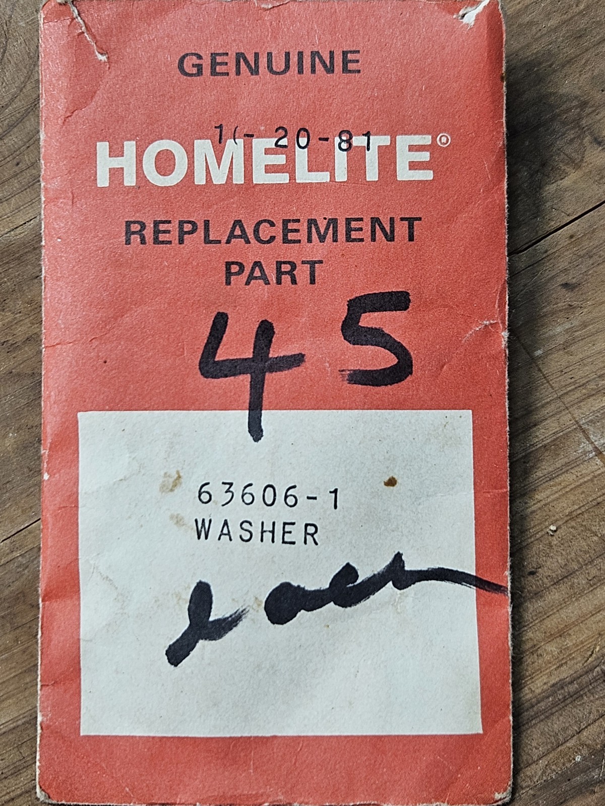 NOS Homelite Washer Replacement Part 63606-1 Genuine OEM