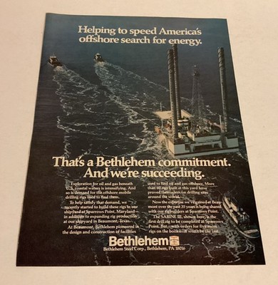 1981 Bethlehem Steel Ad Helping To Speed America s Offshore Search For Energy 