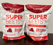 HumanN SUPER BEETS Pomegranate Berry Heart Chews 2 Bags - 60 count ea 180 Total