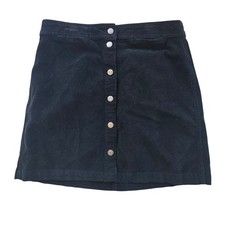 J. Crew Black Corduroy Button Front Mini Skirt AC512 A-Line Size 30