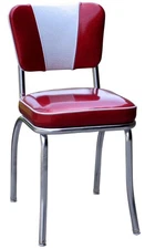 Retro V-Back Diner Chair with 2 Box Seat, Glitter Sparkle Red/Glitter Silver