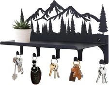Key Holder for Wall, Metal Decorative Wall Mounted Mountain Key and Mail Holder 