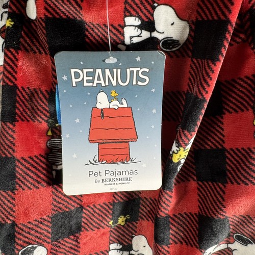 Peanuts Snoopy Woodstock Dog Pajamas Clothes Berkshire Pet Small Plaid Red Black - Picture 2 of 5