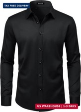 Men s Wrinkle Free Dress Shirts Regular Fit Long Sleeve Non Iron Business Casual