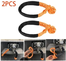 2Pcs Synthetic Soft Tow Shackle Rope 1/2” 55000Lbs Recovery Trucks Recovery Rope