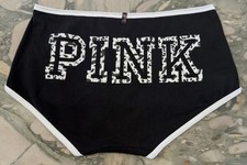 NEW Victoria Secret PINK Cotton Trim Boyshort - Black  White Animal Logo - XXL