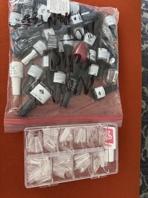 Plastic nail tips and gel nail polishes