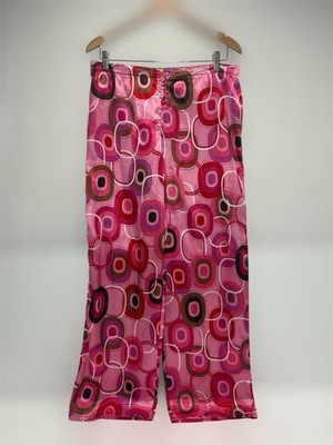 La Senza  Bedtime Stories  Y2K Retro Print Satin Sleep Pants Pajamas Medium Pink