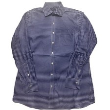 Proper Cloth Men  s L 16 36.5 Blue White Check Button Down Cotton Dress Shirt