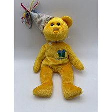 Ty Beanie Babies November Birthday Bear Yellow Plush Party Hat Collectible