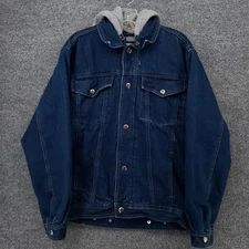 Northwest Territory Jacket Mens S Small Blue Barn Snap Denim Trucker Hooded