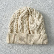 GAP Baby Beanie Hat 12-18 Months Ivory Knit 100 Cotton Winter Casual Comfort
