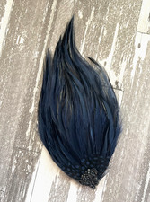 Antique Vintage Millinery Feather Pad Navy Blue Color with Beaded Applique