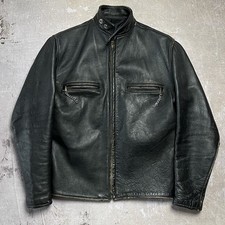 True Vintage 1970s Cafe Racer Leather Jacket Black Motorcycle Coat Talon Zipper