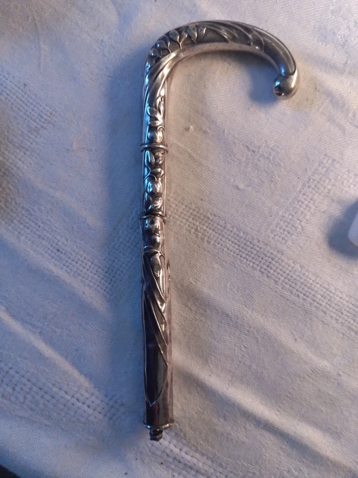 Ancien pommeau de canne ou d ombrelle en argent fourrée - Photo 2/4