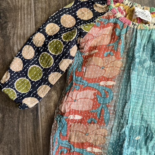Kantha Bae Vintage Cotton Kantha Patchwork Baby LS Romper,Multi,XL(NWOT) - Picture 4 of 11
