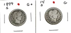 1899 "S" & 1914 "S" BARBER QUARTERS***G/G+***