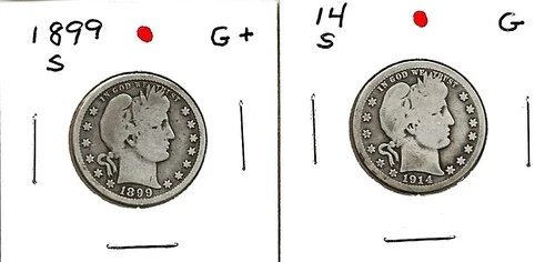 1899 "S" & 1914 "S" BARBER QUARTERS***G/G+***