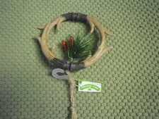 New  Christmas Tree Holiday Hanging Ornament Deer Antler Lodge Theme 5" Wreath