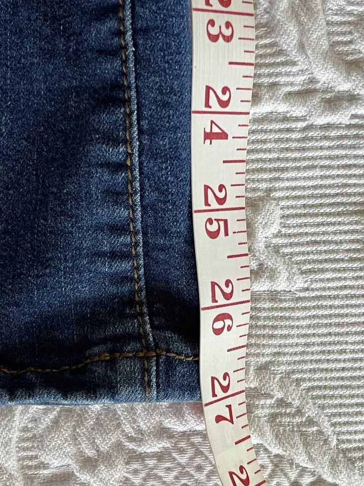 Jeans Iman Denim Azul Tono Dorado Botón Acento y Logo Damas Talla 18WP Leer Foto 4 de 4