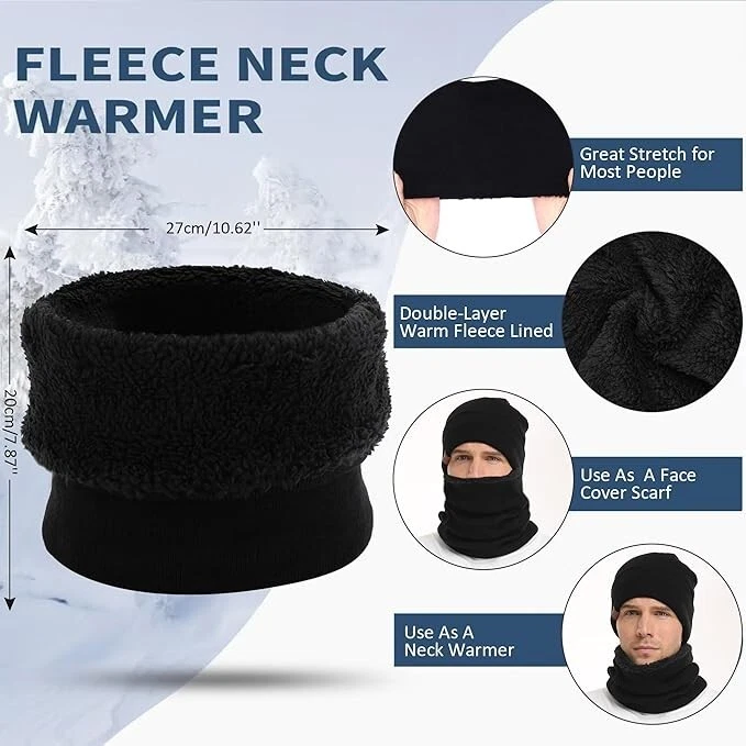 Conjunto de 3 piezas de guantes de invierno gorro bufanda pantalla táctil para hombres y mujeres forrados de vellón Foto 4 de 4