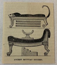 1876 magazine engraving~ ANCIENT EGYPTIAN COUCHES