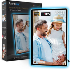 14" Neon Light Digital Photo Frame - 2K FHD, AI Color-Changing, Easy Share