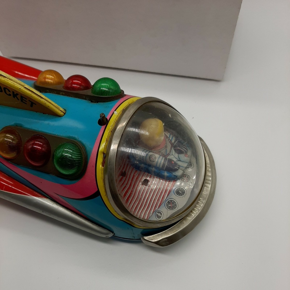 Vintage 1960s Modern Toys Tin Litho Moon Rocket read not working