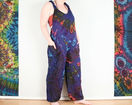Tie Dye Boho Harem Dungarees Hippie Romper Bohemian Jumpsuit by Bare Canvas - Picture 32 of 85