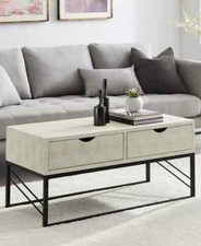 2-drawer faux shagreen coffee table - off white