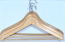 Set of Three 17" Standard Size Blonde Wood Clothes Hangers